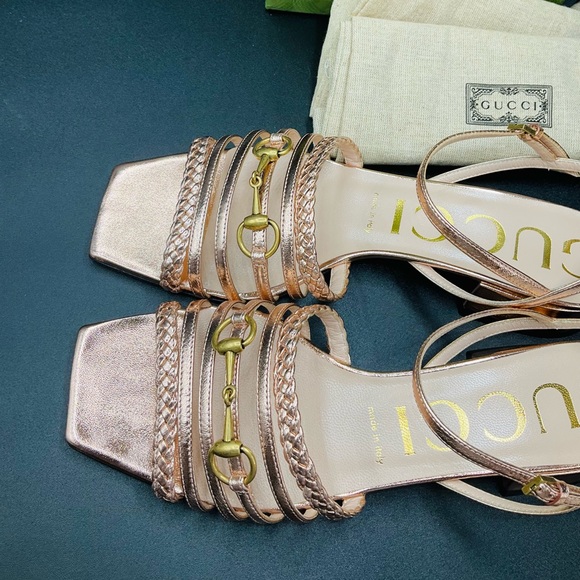 Gucci Women’s Nappa Silk Old Rose Sandals SIZE 38 NWB Model 645405 AUTHENTIC - Picture 6 of 9